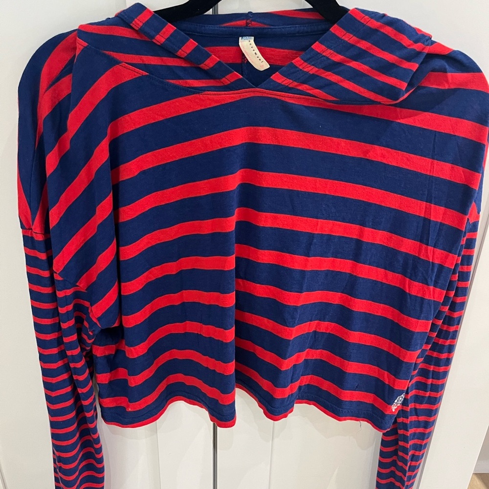 FP Movement by Free People Red and Blue Striped Long Sleeve Top